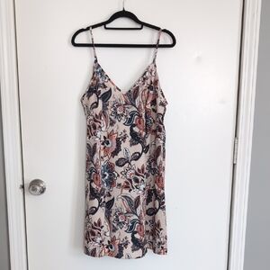 Cream and Blue Sleeveless Mini Slip Dress